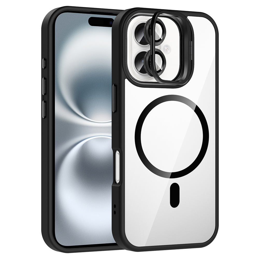 Apple iPhone 17 Kılıf Standlı ve Kamera Lens Hediyeli M-Safe Şarj Özellikli Zore Etro Kapak