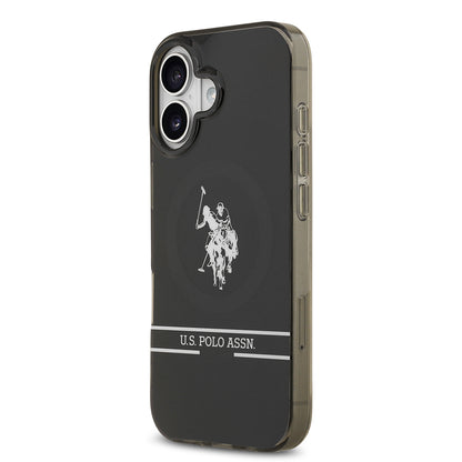 Apple iPhone 17 Kılıf U.S. Polo Assn. Orjinal Lisanslı M-safe Şarj Özellikli IML Double Horse Stripe Logolu Kapak