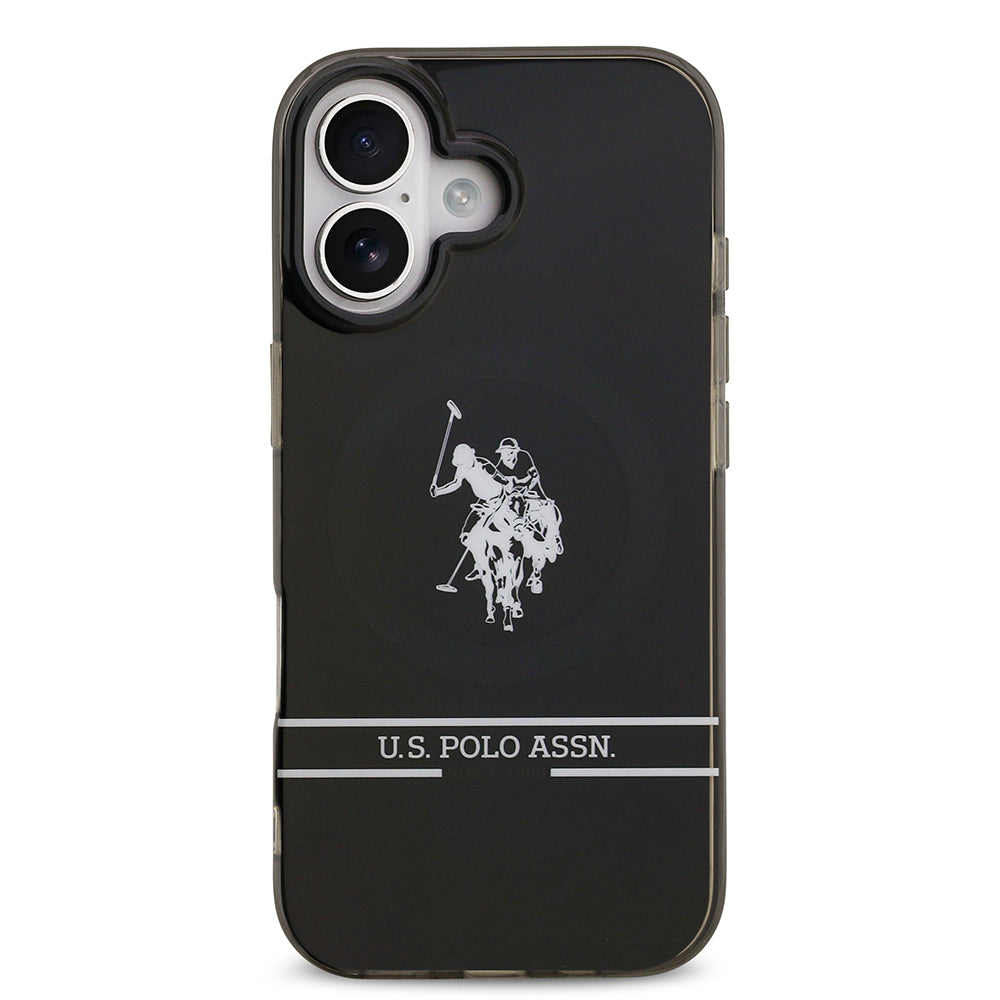 Apple iPhone 17 Kılıf U.S. Polo Assn. Orjinal Lisanslı M-safe Şarj Özellikli IML Double Horse Stripe Logolu Kapak