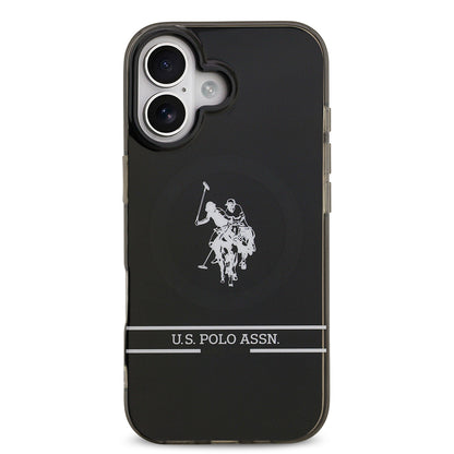 Apple iPhone 17 Kılıf U.S. Polo Assn. Orjinal Lisanslı M-safe Şarj Özellikli IML Double Horse Stripe Logolu Kapak