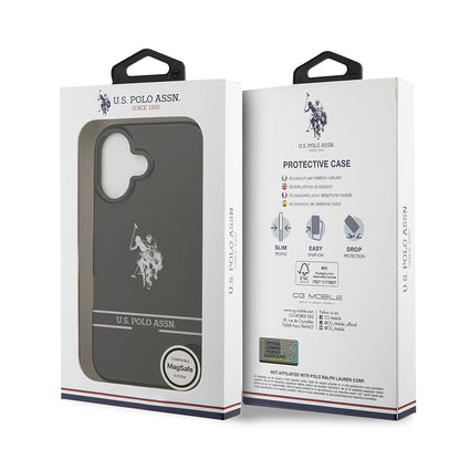 Apple iPhone 17 Kılıf U.S. Polo Assn. Orjinal Lisanslı M-safe Şarj Özellikli IML Double Horse Stripe Logolu Kapak