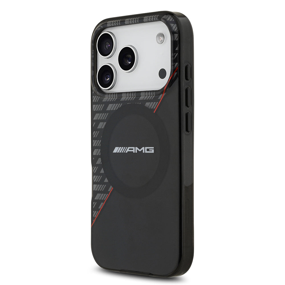 Apple iPhone 17 Pro Kılıf AMG Orjinal Lisanslı M-safe Şarj Özellikli Çift Katmanlı Kırmızı Çapraz Çizgili Kapak