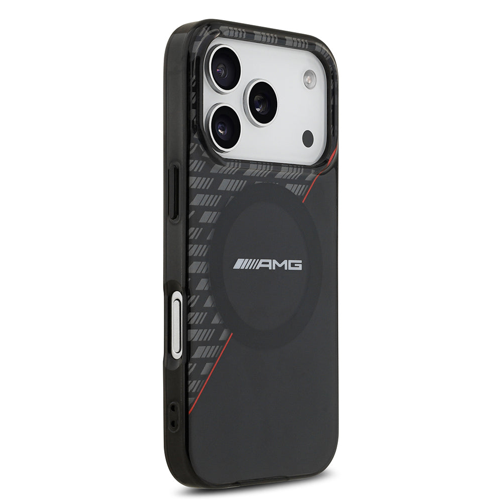 Apple iPhone 17 Pro Kılıf AMG Orjinal Lisanslı M-safe Şarj Özellikli Çift Katmanlı Kırmızı Çapraz Çizgili Kapak