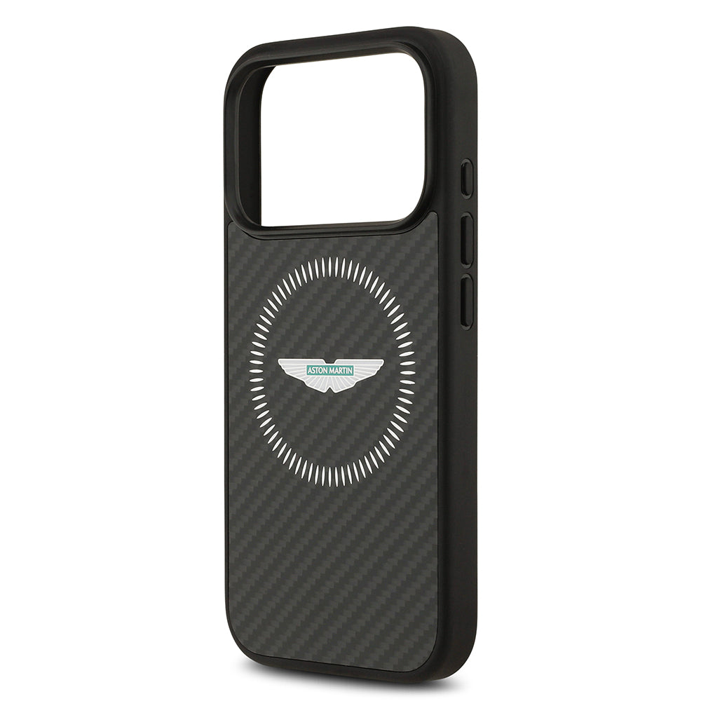 Apple iPhone 17 Pro Kılıf Aston Martin Orjinal Lisanslı M-safe Şarj Özellikli Karbon Fiber Kapak