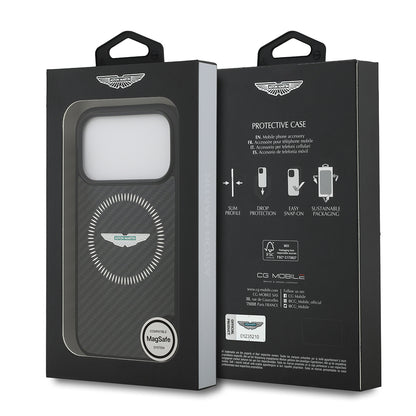 Apple iPhone 17 Pro Kılıf Aston Martin Orjinal Lisanslı M-safe Şarj Özellikli Karbon Fiber Kapak