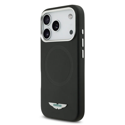 Apple iPhone 17 Pro Kılıf Aston Martin Orjinal Lisanslı M-safe Şarj Özellikli Metal Logolu PU Deri Kapak