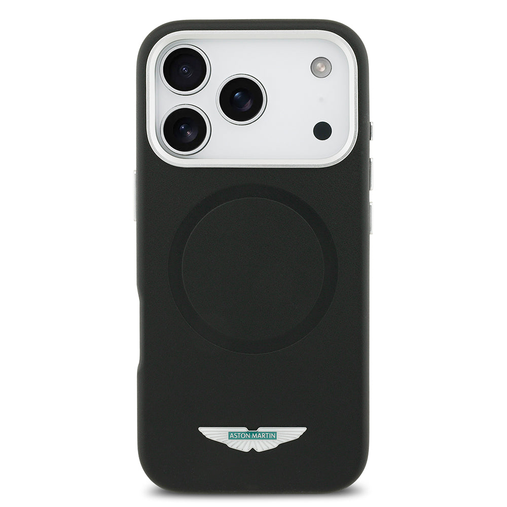 Apple iPhone 17 Pro Kılıf Aston Martin Orjinal Lisanslı M-safe Şarj Özellikli Metal Logolu PU Deri Kapak
