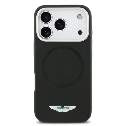 Apple iPhone 17 Pro Kılıf Aston Martin Orjinal Lisanslı M-safe Şarj Özellikli Metal Logolu PU Deri Kapak