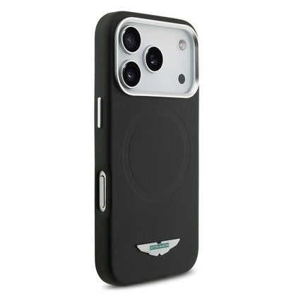Apple iPhone 17 Pro Kılıf Aston Martin Orjinal Lisanslı M-safe Şarj Özellikli Metal Logolu PU Deri Kapak
