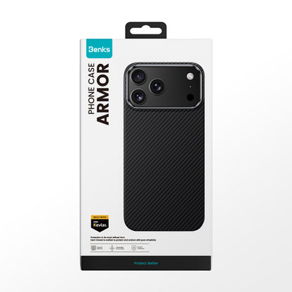 Apple iPhone 17 Pro Kılıf Benks M-safe Şarj Özellikli Metal Kamera Çerçeveli Magnetik ArmorAir 600D Kevlar Fiber Kapak