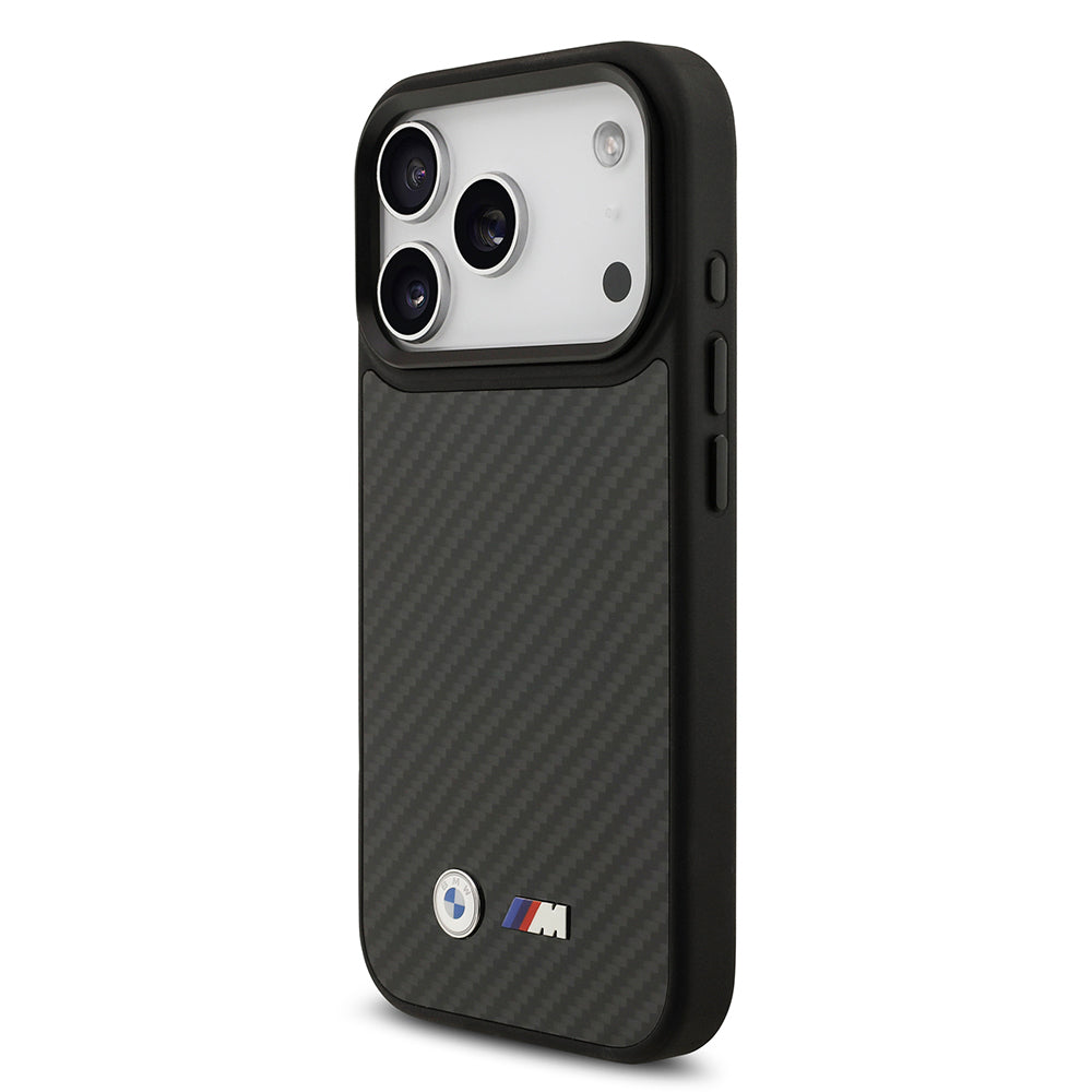 Apple iPhone 17 Pro Kılıf BMW Orjinal Lisanslı M-safe Şarj Özellikli Karbon Fiber Metal Logolu Kapak