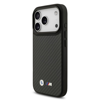 Apple iPhone 17 Pro Kılıf BMW Orjinal Lisanslı M-safe Şarj Özellikli Karbon Fiber Metal Logolu Kapak