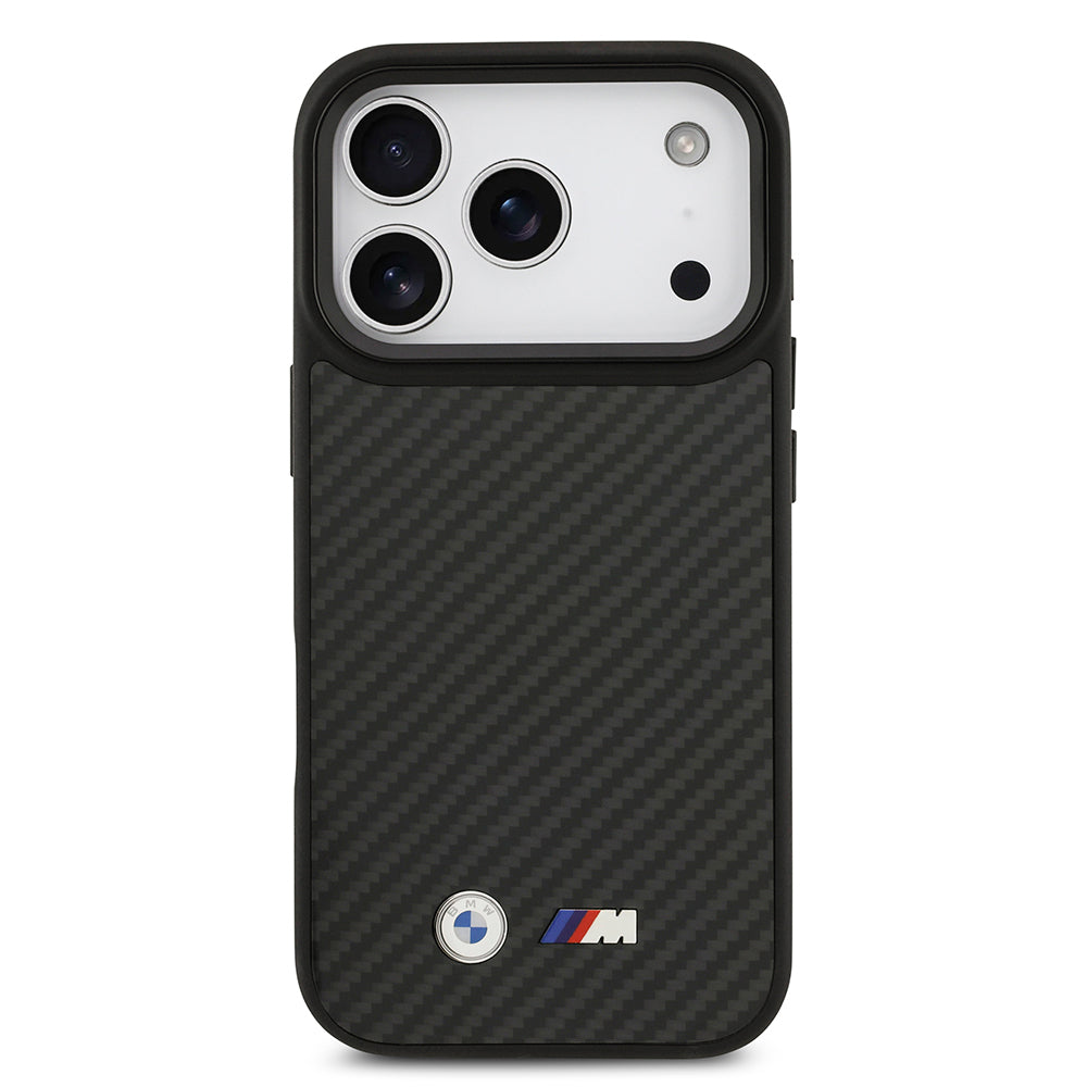 Apple iPhone 17 Pro Kılıf BMW Orjinal Lisanslı M-safe Şarj Özellikli Karbon Fiber Metal Logolu Kapak