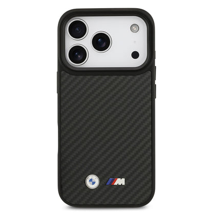 Apple iPhone 17 Pro Kılıf BMW Orjinal Lisanslı M-safe Şarj Özellikli Karbon Fiber Metal Logolu Kapak