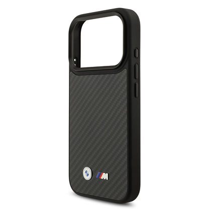 Apple iPhone 17 Pro Kılıf BMW Orjinal Lisanslı M-safe Şarj Özellikli Karbon Fiber Metal Logolu Kapak
