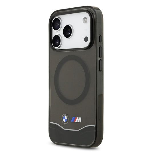 Apple iPhone 17 Pro Kılıf BMW Orjinal Lisanslı M-safe Şarj Özellikli Metal Buton Tasarımlı Tranparan M Dizayn Kapak