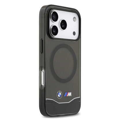 Apple iPhone 17 Pro Kılıf BMW Orjinal Lisanslı M-safe Şarj Özellikli Metal Buton Tasarımlı Tranparan M Dizayn Kapak