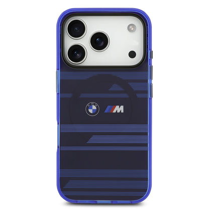 Apple iPhone 17 Pro Kılıf BMW Orjinal Lisanslı M-safe Şarj Özellikli Metal Kamera Butonlu Yatay Şeritli M Dizayn Kapak
