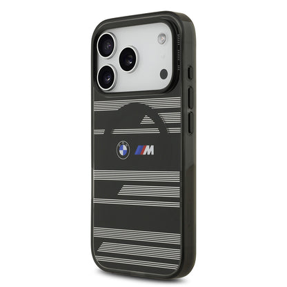 Apple iPhone 17 Pro Kılıf BMW Orjinal Lisanslı M-safe Şarj Özellikli Metal Kamera Butonlu Yatay Şeritli M Dizayn Kapak