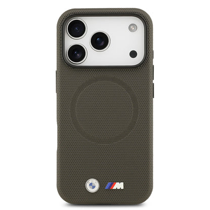 Apple iPhone 17 Pro Kılıf BMW Orjinal Lisanslı M-safe Şarj Özellikli Metal Logolu Delikli M Dizayn Deri Kapak