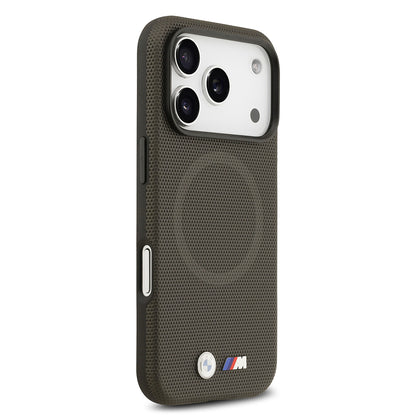Apple iPhone 17 Pro Kılıf BMW Orjinal Lisanslı M-safe Şarj Özellikli Metal Logolu Delikli M Dizayn Deri Kapak