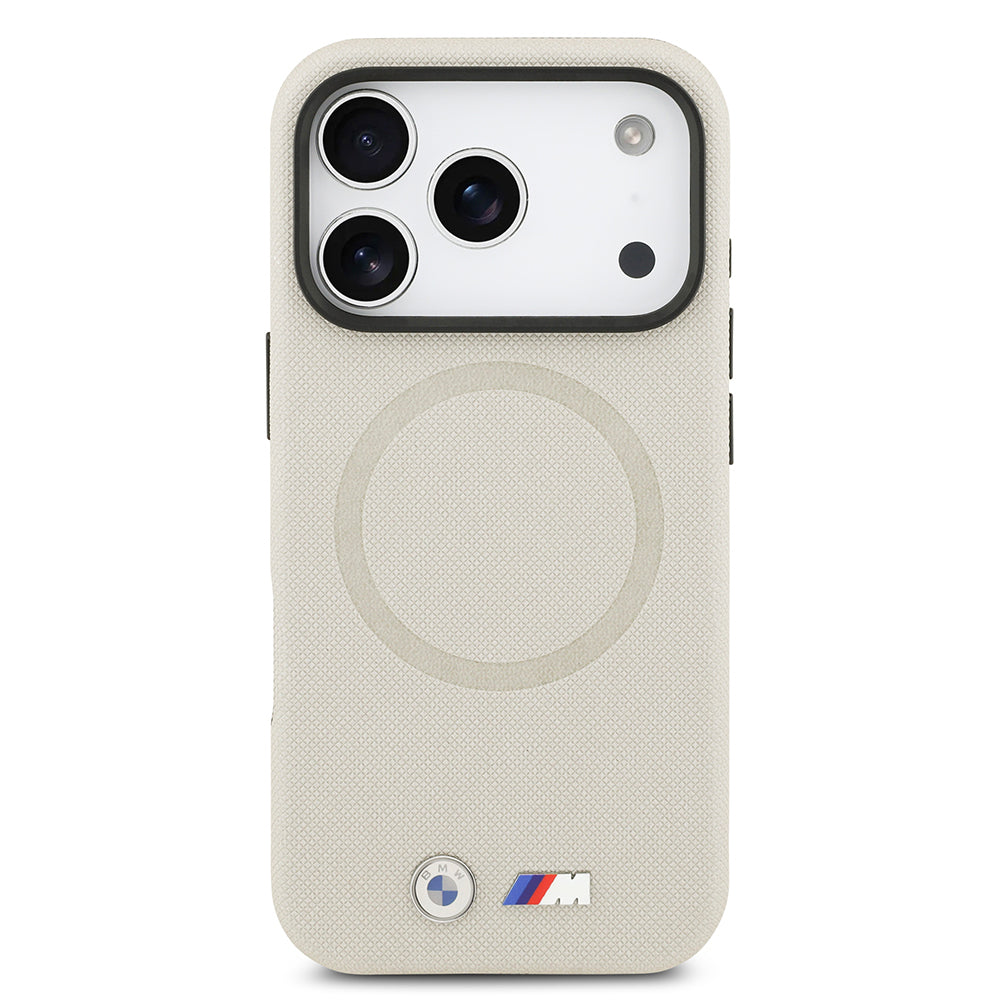 Apple iPhone 17 Pro Kılıf BMW Orjinal Lisanslı M-safe Şarj Özellikli Metal Logolu Delikli M Dizayn Deri Kapak