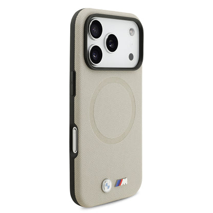Apple iPhone 17 Pro Kılıf BMW Orjinal Lisanslı M-safe Şarj Özellikli Metal Logolu Delikli M Dizayn Deri Kapak