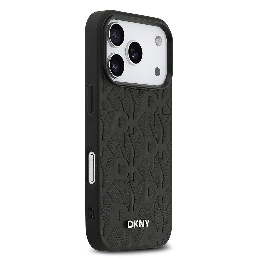Apple iPhone 17 Pro Kılıf DKNY Orjinal Lisanslı M-safe Şarj Özellikli 3D Yazılı Grid Pattern Kapak