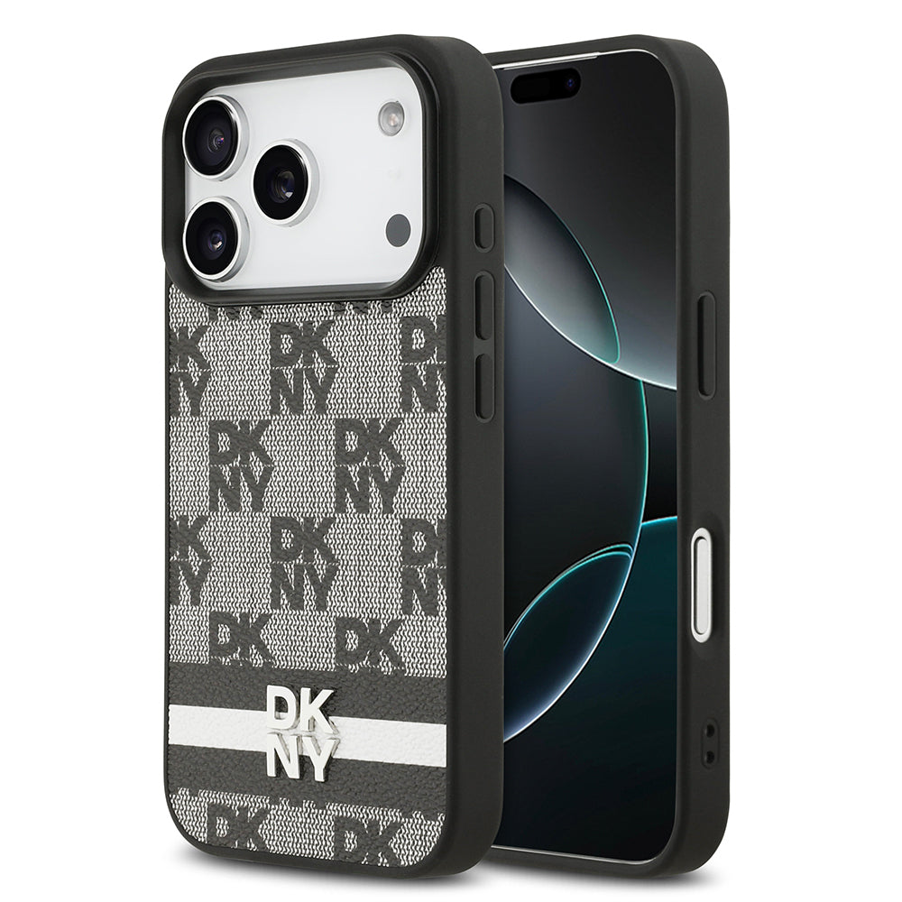 Apple iPhone 17 Pro Kılıf DKNY Orjinal Lisanslı M-safe Şarj Özellikli 3D Yazılı Metal Logolu Kapak