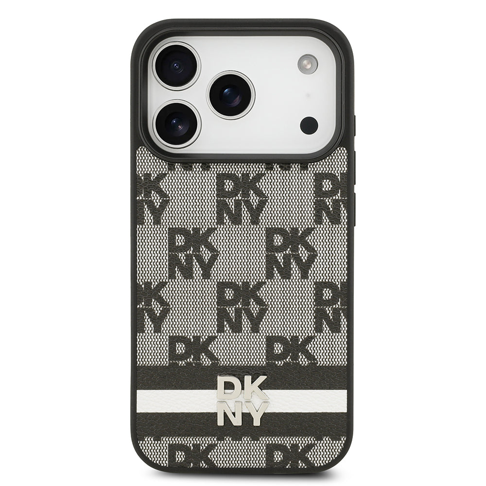 Apple iPhone 17 Pro Kılıf DKNY Orjinal Lisanslı M-safe Şarj Özellikli 3D Yazılı Metal Logolu Kapak