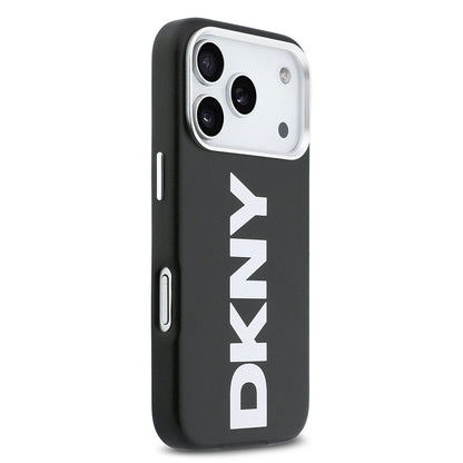 Apple iPhone 17 Pro Kılıf DKNY Orjinal Lisanslı M-safe Şarj Özellikli PU Büyük Dikey Logolu Kapak
