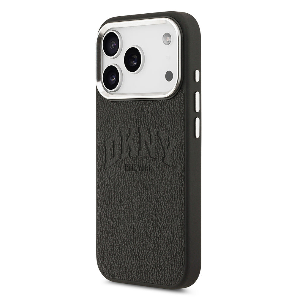Apple iPhone 17 Pro Kılıf DKNY Orjinal Lisanslı M-safe Şarj Özellikli PU Deri Kabartmalı Kapak