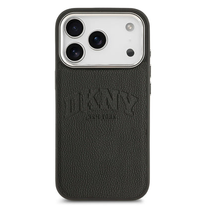 Apple iPhone 17 Pro Kılıf DKNY Orjinal Lisanslı M-safe Şarj Özellikli PU Deri Kabartmalı Kapak