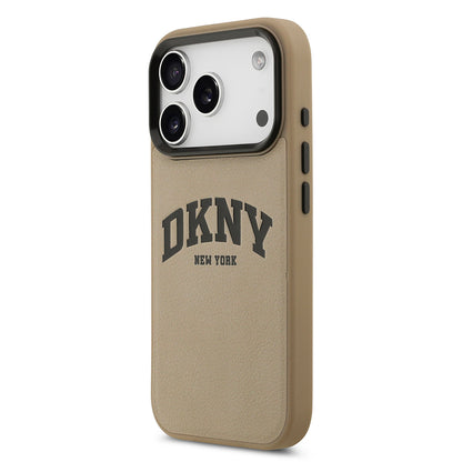 Apple iPhone 17 Pro Kılıf DKNY Orjinal Lisanslı M-safe Şarj Özellikli PU Deri Kabartmalı Kapak