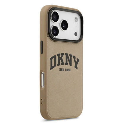 Apple iPhone 17 Pro Kılıf DKNY Orjinal Lisanslı M-safe Şarj Özellikli PU Deri Kabartmalı Kapak