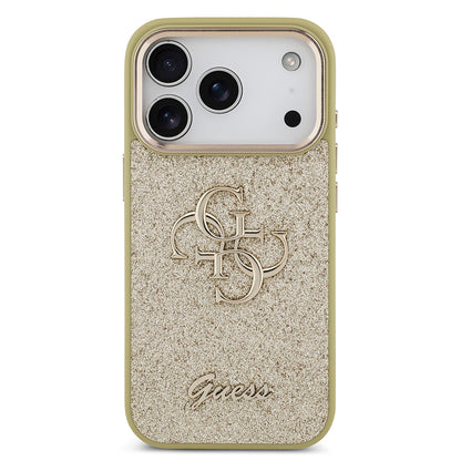 Apple iPhone 17 Pro Kılıf Guess Orjinal Lisanslı 4G Büyük Metal Kamera Çerçeveli ve Logolu Glitter Kapak
