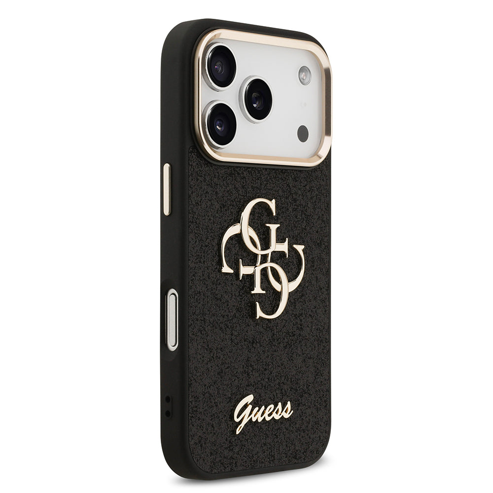 Apple iPhone 17 Pro Kılıf Guess Orjinal Lisanslı 4G Büyük Metal Kamera Çerçeveli ve Logolu Glitter Kapak