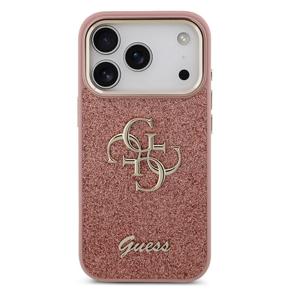 Apple iPhone 17 Pro Kılıf Guess Orjinal Lisanslı 4G Büyük Metal Kamera Çerçeveli ve Logolu Glitter Kapak
