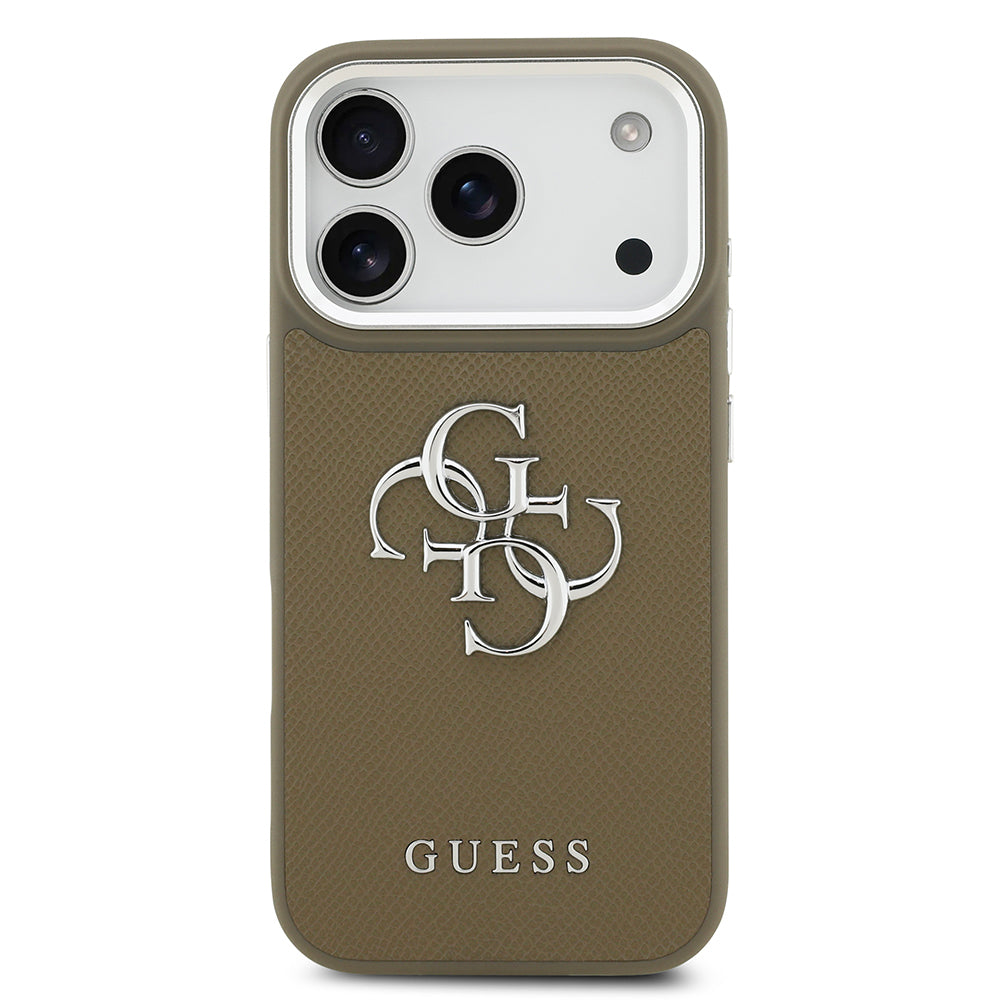 Apple iPhone 17 Pro Kılıf Guess Orjinal Lisanslı Grained 4G Metal Büyük Logolu Kapak