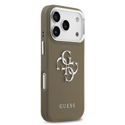 Apple iPhone 17 Pro Kılıf Guess Orjinal Lisanslı Grained 4G Metal Büyük Logolu Kapak