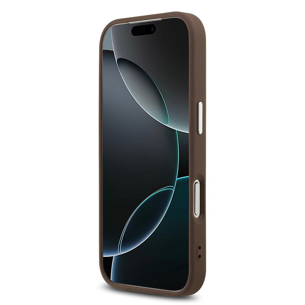 Apple iPhone 17 Pro Kılıf Guess Orjinal Lisanslı Gümüş Metal Kamera Çerçeveli 4G Desenli Metal Büyük 4G ve Yazı Logolu Kapak