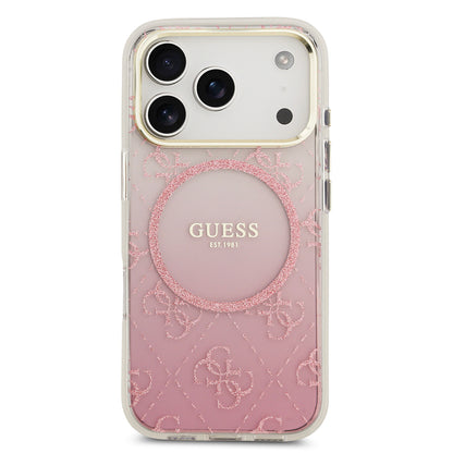 Apple iPhone 17 Pro Kılıf Guess Orjinal Lisanslı M-safe Şarj Özellikli 4G Desenli Simli Silikon Kapak