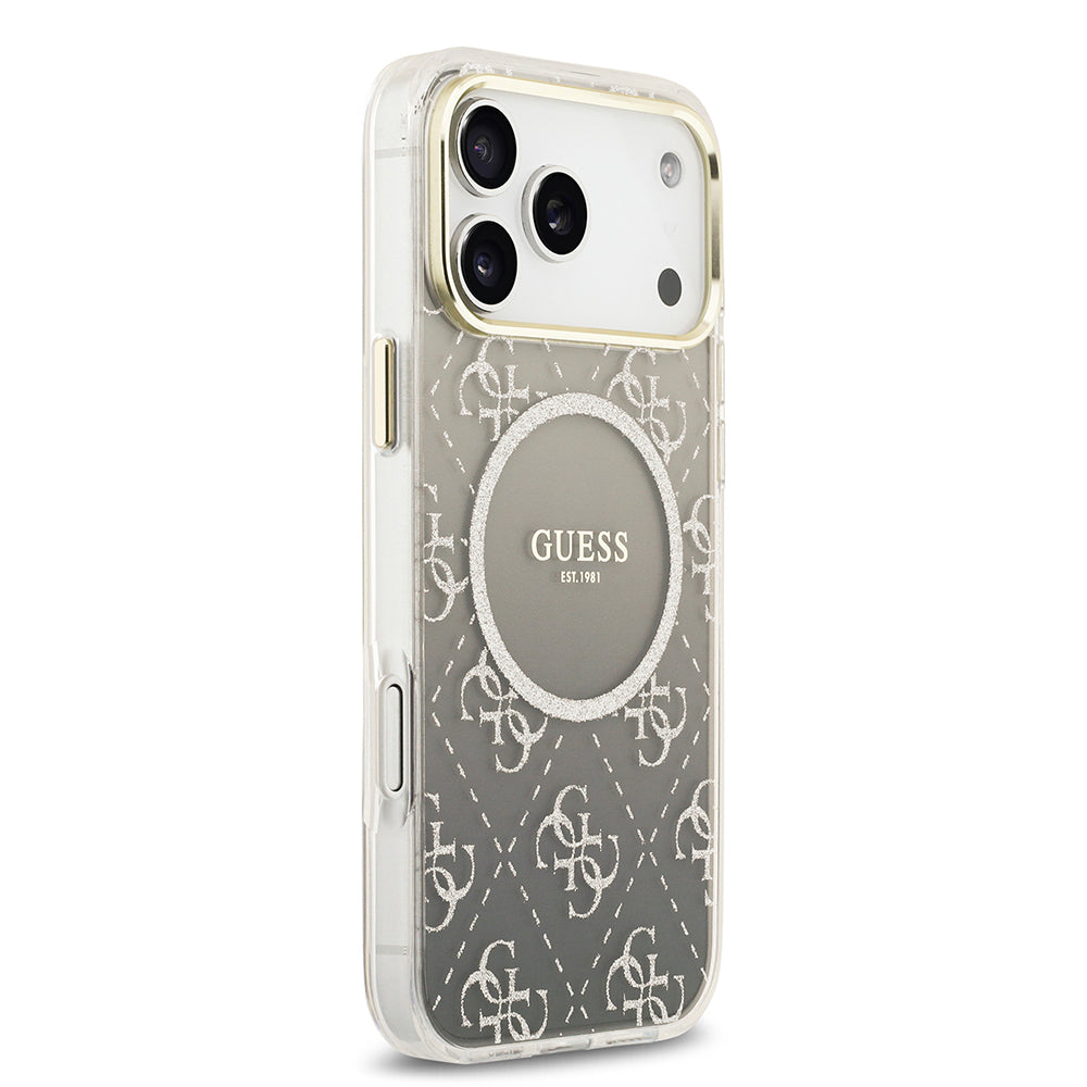 Apple iPhone 17 Pro Kılıf Guess Orjinal Lisanslı M-safe Şarj Özellikli 4G Desenli Simli Silikon Kapak