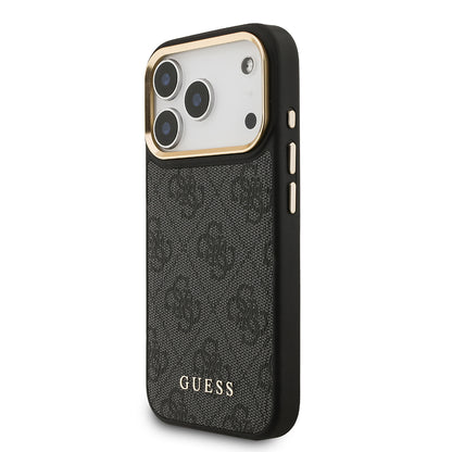 Apple iPhone 17 Pro Kılıf Guess Orjinal Lisanslı M-safe Şarj Özellikli 4G Metal Büyük Logolu Kartlıklı Kapak