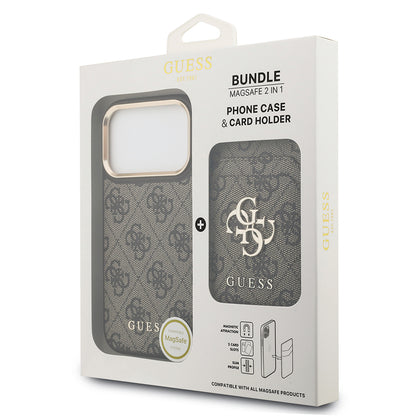 Apple iPhone 17 Pro Kılıf Guess Orjinal Lisanslı M-safe Şarj Özellikli 4G Metal Büyük Logolu Kartlıklı Kapak