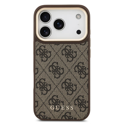 Apple iPhone 17 Pro Kılıf Guess Orjinal Lisanslı M-safe Şarj Özellikli 4G Metal Büyük Logolu Kartlıklı Kapak