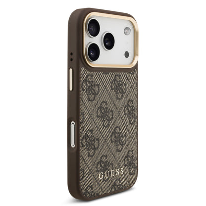 Apple iPhone 17 Pro Kılıf Guess Orjinal Lisanslı M-safe Şarj Özellikli 4G Metal Büyük Logolu Kartlıklı Kapak