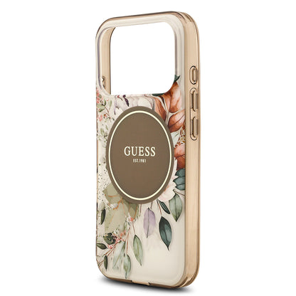Apple iPhone 17 Pro Kılıf Guess Orjinal Lisanslı M-safe Şarj Özellikli Flower Tonal Circle Kapak