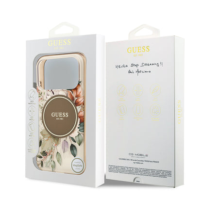 Apple iPhone 17 Pro Kılıf Guess Orjinal Lisanslı M-safe Şarj Özellikli Flower Tonal Circle Kapak