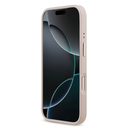 Apple iPhone 17 Pro Kılıf Guess Orjinal Lisanslı M-safe Şarj Özellikli Gold Metal Kamera Çerçeveli Taşlı 4G Logolu Kapak